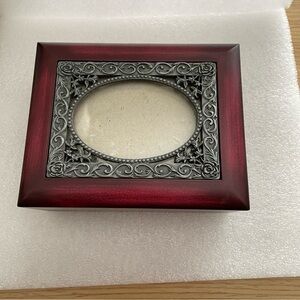 Vintage-Inspired Red and Silver trinket box with photo frame